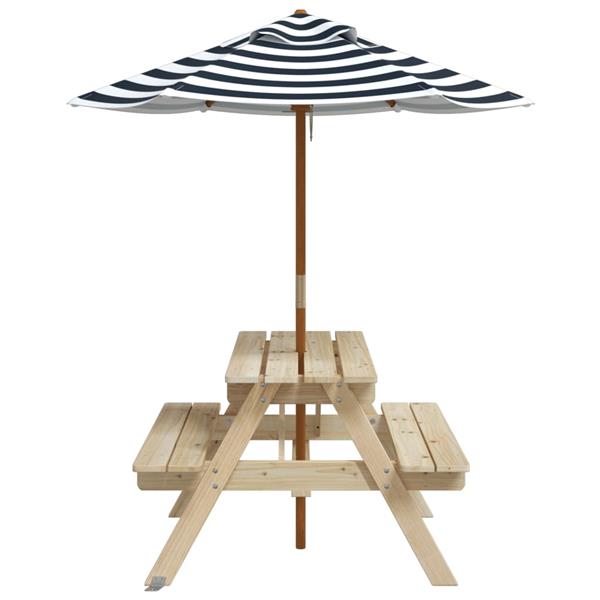 Grote foto vidaxl picknicktafel voor 4 kinderen met parasol massief vurenhout tuin en terras tuinmeubelen