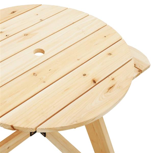 Grote foto vidaxl picknicktafel voor 4 kinderen met parasolgat rond vurenhout tuin en terras tuinmeubelen