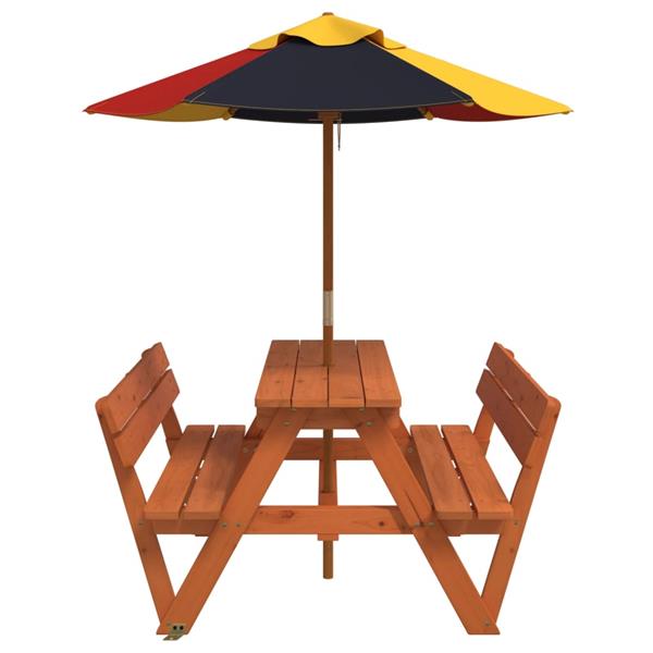 Grote foto vidaxl picknicktafel voor 4 kinderen met parasol massief vurenhout tuin en terras tuinmeubelen