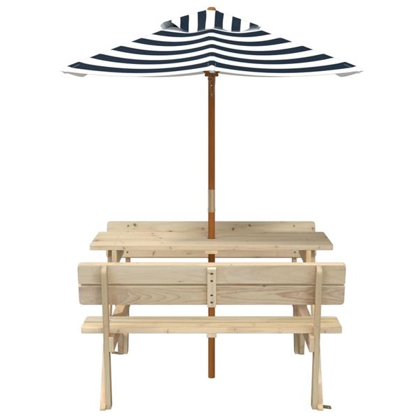 Grote foto vidaxl picknicktafel voor 4 kinderen met parasol massief vurenhout tuin en terras tuinmeubelen