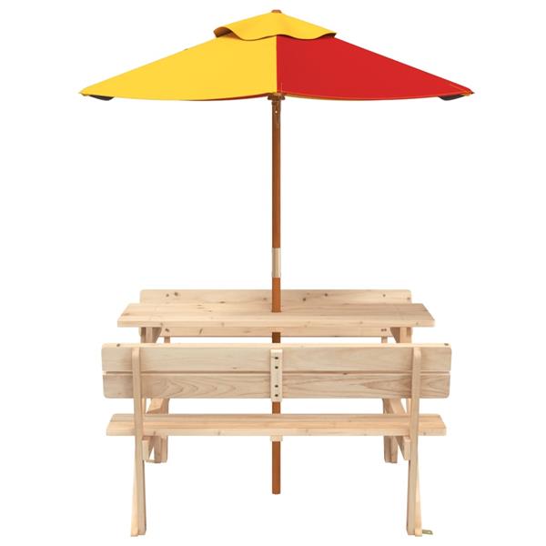 Grote foto vidaxl picknicktafel voor 4 kinderen met parasol massief vurenhout tuin en terras tuinmeubelen