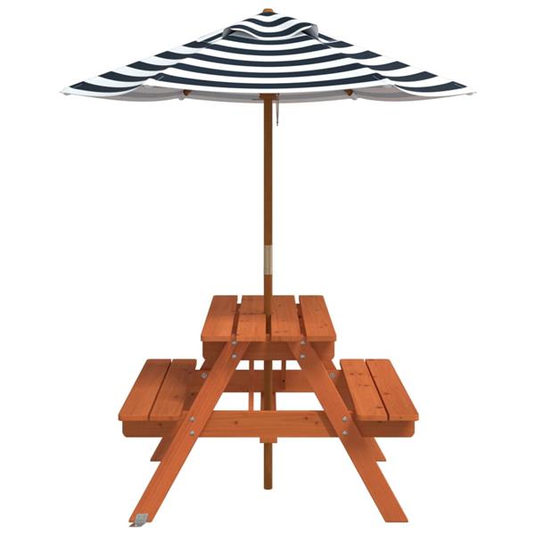 Grote foto vidaxl picknicktafel voor 4 kinderen met parasol massief vurenhout tuin en terras tuinmeubelen