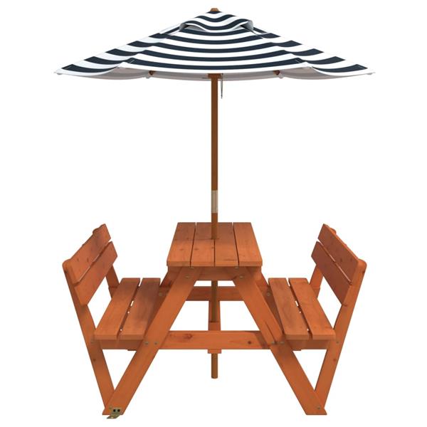 Grote foto vidaxl picknicktafel voor 4 kinderen met parasol massief vurenhout tuin en terras tuinmeubelen