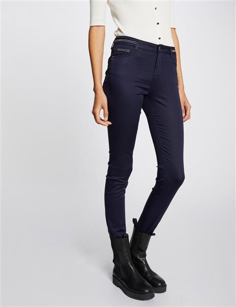 Grote foto slim trousers with wet effect 212 palona navy kleding dames broeken en pantalons