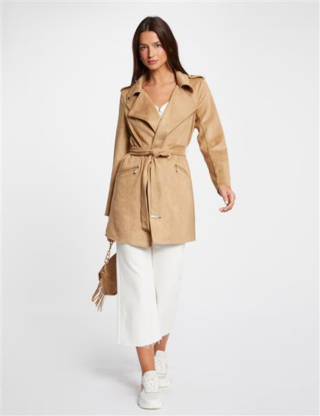 Grote foto belted long suede coat 242 garia beige kleding dames overige kledingstukken