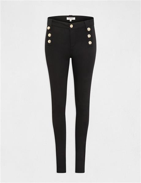 Grote foto skinny trousers with decorative buttons 232 pame black kleding dames overige kledingstukken