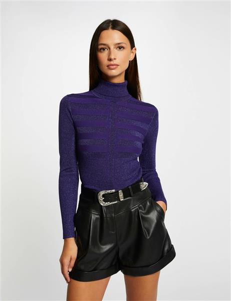 Grote foto long sleeved jumper with turtleneck 202 mentosa purple kleding dames truien en vesten