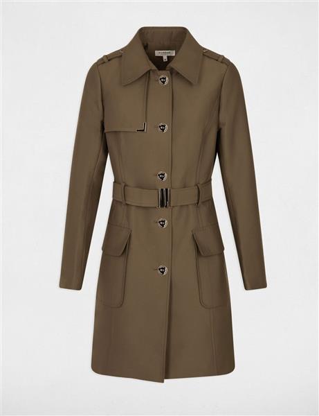 Grote foto belted long trenchcoat 242 ginai khaki green kleding dames overige kledingstukken