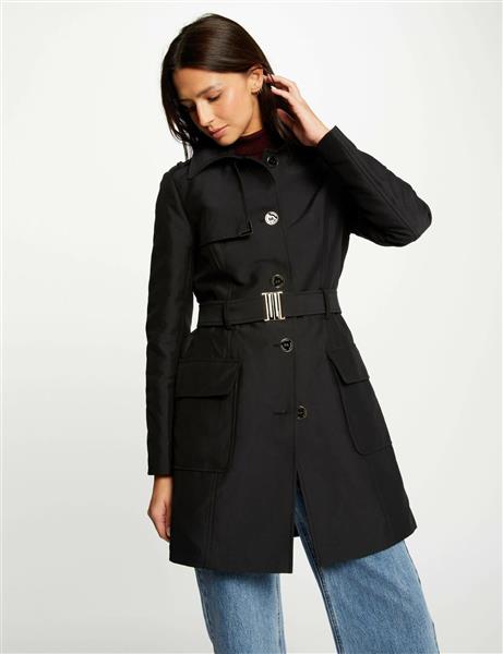 Grote foto belted long trenchcoat 242 ginai black kleding dames overige kledingstukken