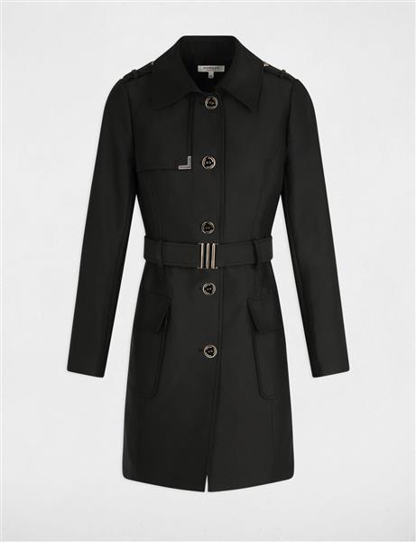 Grote foto belted long trenchcoat 242 ginai black kleding dames overige kledingstukken