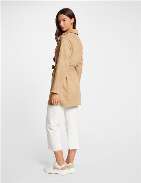 Grote foto belted long suede coat 242 garia beige kleding dames overige kledingstukken