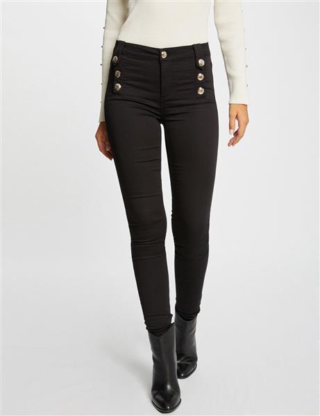 Grote foto skinny trousers with decorative buttons 232 pame black kleding dames overige kledingstukken