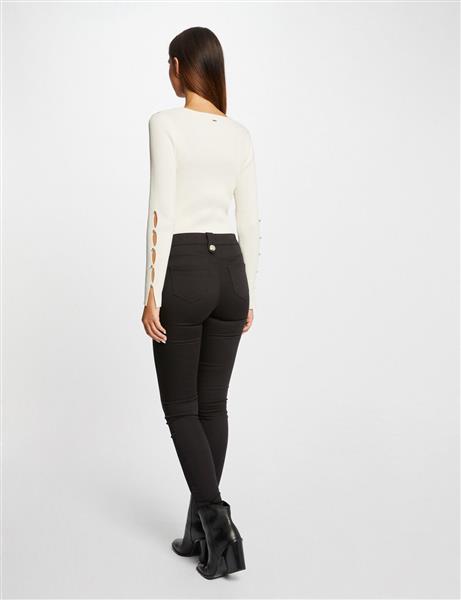 Grote foto skinny trousers with decorative buttons 232 pame black kleding dames overige kledingstukken