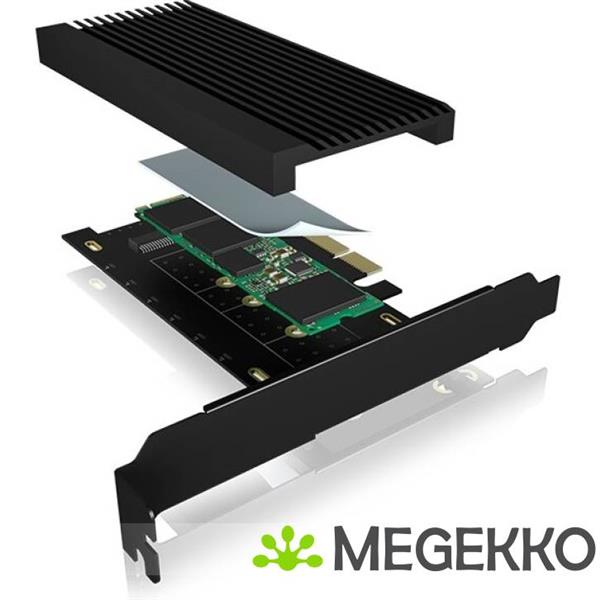 Grote foto icy box ib pci208 hs pcie m.2 kaart met koeling computers en software netwerkkaarten routers en switches