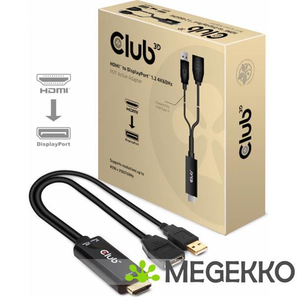 Grote foto club3d hdmi 2.0 to displayport 1.2 4k60hz hdr m f active adapter zwart computers en software overige computers en software