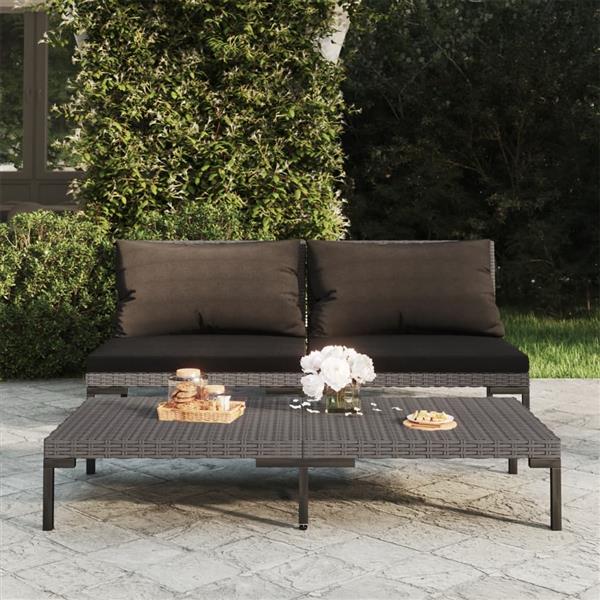 Grote foto vidaxl b stock tuinbanken 2 st met kussens halfrond poly rattan tuin en terras tuinmeubelen