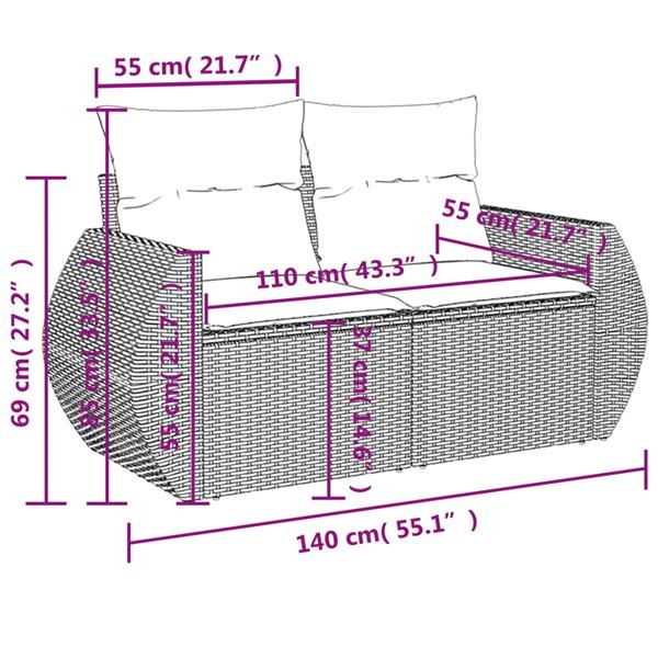 Grote foto vidaxl 5 delige loungeset met kussens poly rattan zwart tuin en terras tuinmeubelen