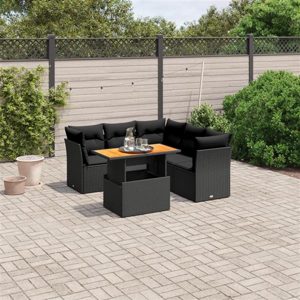 Grote foto vidaxl 5 delige loungeset met kussens poly rattan zwart tuin en terras tuinmeubelen