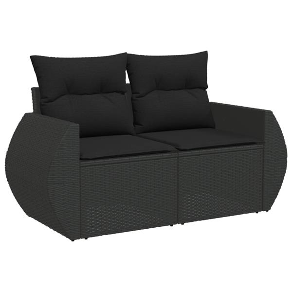 Grote foto vidaxl 6 delige loungeset met kussens poly rattan zwart tuin en terras tuinmeubelen