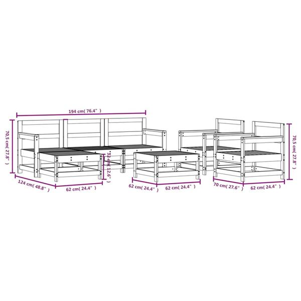 Grote foto vidaxl 7 delige loungeset ge mpregneerd grenenhout tuin en terras tuinmeubelen