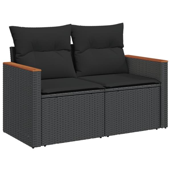 Grote foto vidaxl 5 delige loungeset met kussens poly rattan zwart tuin en terras tuinmeubelen