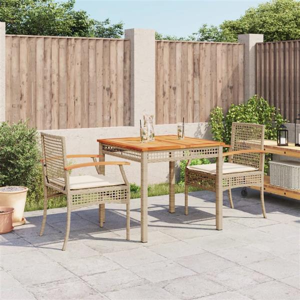 Grote foto vidaxl 3 delige tuinset met kussens poly rattan beige tuin en terras tuinmeubelen