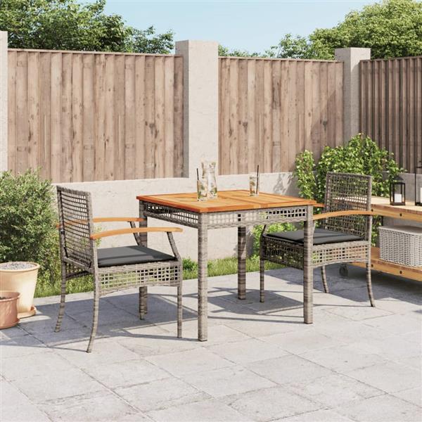 Grote foto vidaxl 3 delige tuinset met kussens poly rattan grijs tuin en terras tuinmeubelen