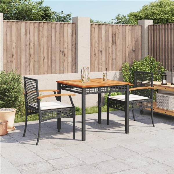 Grote foto vidaxl 3 delige tuinset met kussens poly rattan zwart tuin en terras tuinmeubelen