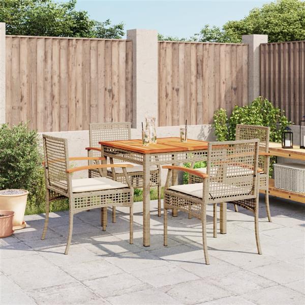 Grote foto vidaxl 5 delige tuinset met kussens poly rattan beige tuin en terras tuinmeubelen