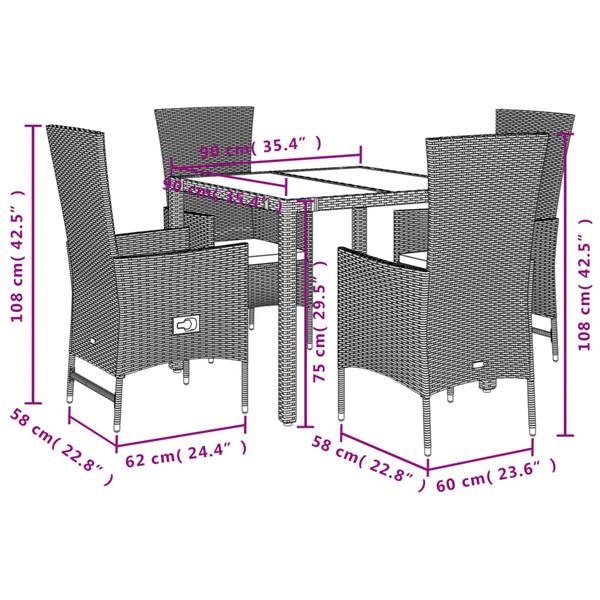 Grote foto vidaxl 5 delige tuinset met kussens poly rattan beige tuin en terras tuinmeubelen