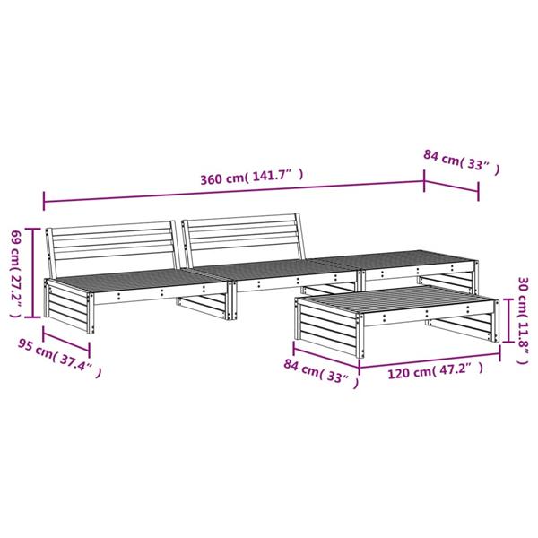 Grote foto vidaxl 4 delige loungeset massief grenenhout zwart tuin en terras tuinmeubelen