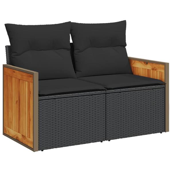 Grote foto vidaxl 7 delige loungeset met kussens poly rattan zwart tuin en terras tuinmeubelen