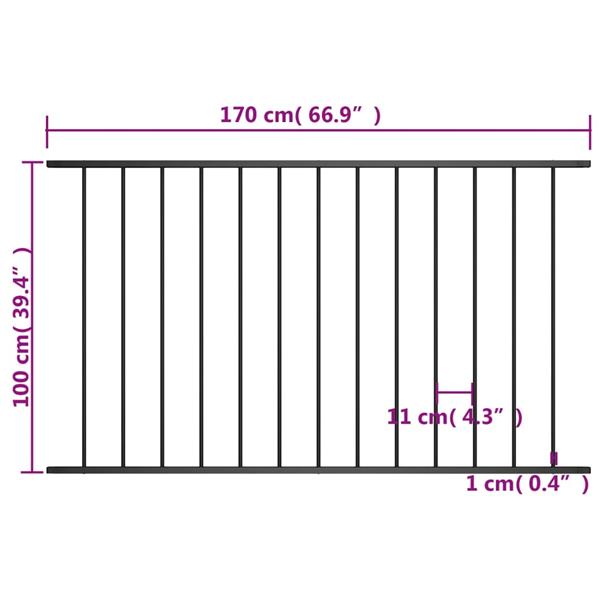 Grote foto vidaxl hekpaneel 1 7x1 m gepoedercoat staal zwart tuin en terras hekken en schuttingen