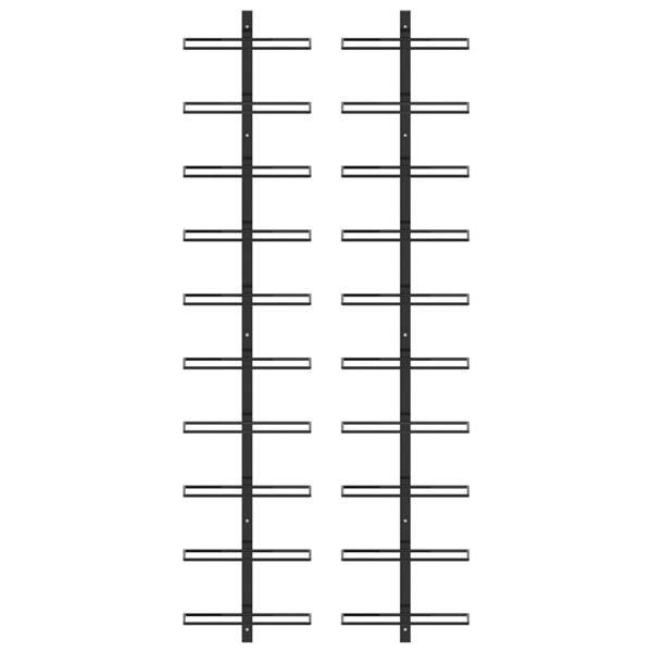 Grote foto vidaxl wijnrekken voor 20 flessen wandmontage 2 st metaal zwart huis en inrichting woningdecoratie