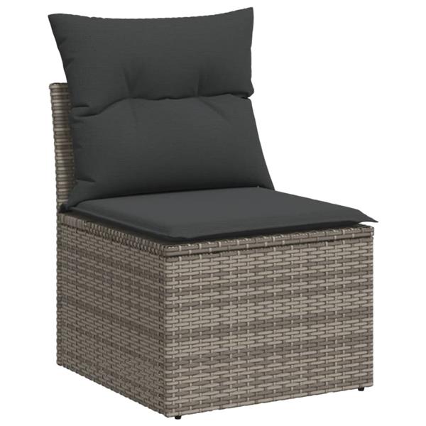 Grote foto vidaxl 7 delige loungeset met kussens poly rattan grijs tuin en terras tuinmeubelen