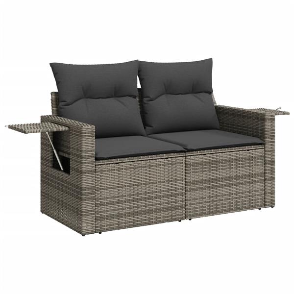 Grote foto vidaxl 5 delige loungeset met kussens poly rattan grijs tuin en terras tuinmeubelen