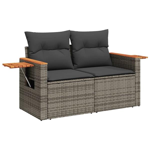 Grote foto vidaxl 6 delige loungeset met kussens poly rattan grijs tuin en terras tuinmeubelen