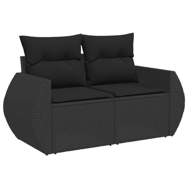 Grote foto vidaxl 7 delige loungeset met kussens poly rattan zwart tuin en terras tuinmeubelen