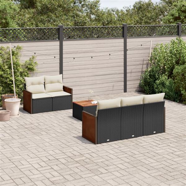 Grote foto vidaxl 6 delige loungeset met kussens poly rattan zwart tuin en terras tuinmeubelen