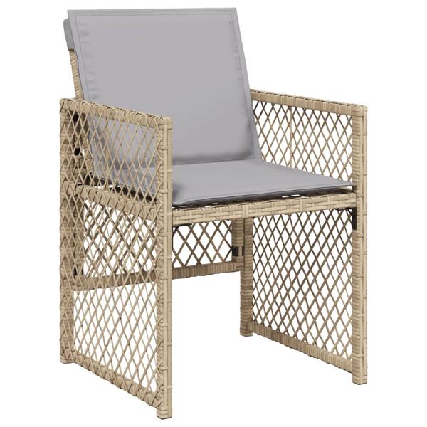 Grote foto vidaxl 9 delige tuinset met kussens poly rattan beige tuin en terras tuinmeubelen