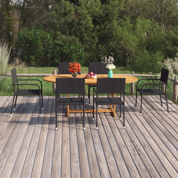 Grote foto vidaxl 7 delige tuinset poly rattan zwart tuin en terras tuinmeubelen