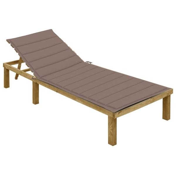 Grote foto vidaxl ligbed met taupe kussen ge mpregneerd grenenhout tuin en terras tuinmeubelen