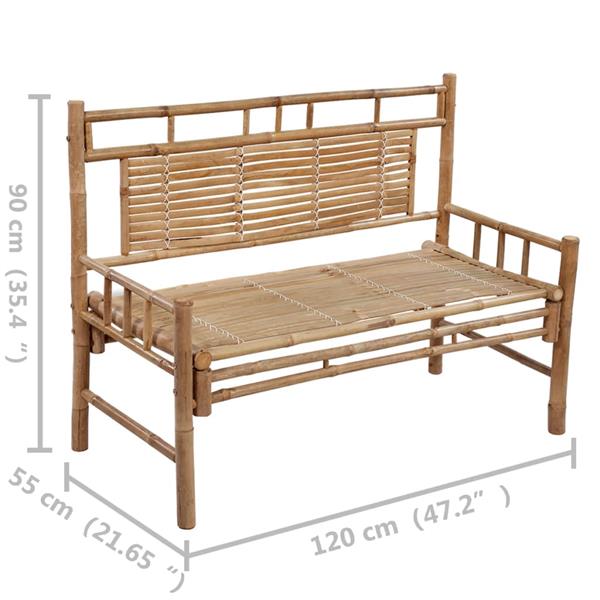 Grote foto vidaxl tuinbank met kussen 120 cm bamboe tuin en terras tuinmeubelen