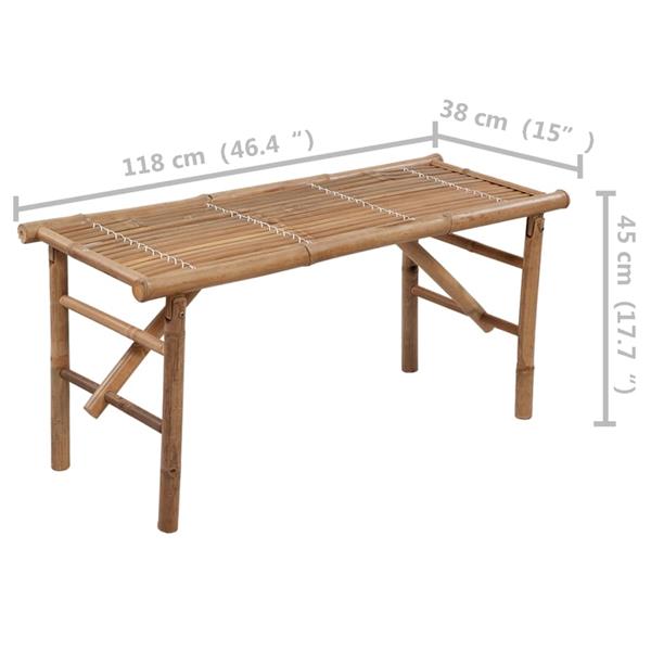 Grote foto vidaxl tuinbank inklapbaar met kussen 118 cm bamboe tuin en terras tuinmeubelen