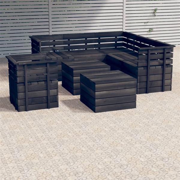 Grote foto vidaxl 8 delige loungeset pallet massief grenenhout donkergrijs tuin en terras tuinmeubelen