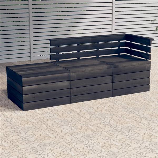 Grote foto vidaxl 3 delige loungeset pallet massief grenenhout donkergrijs tuin en terras tuinmeubelen