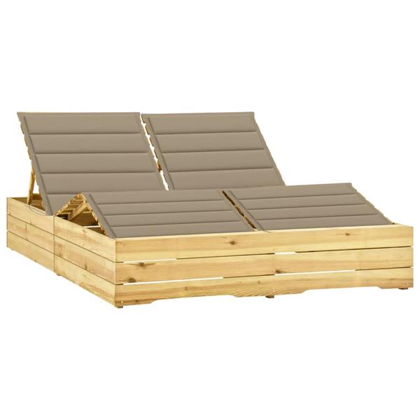 Grote foto vidaxl ligbed tweepersoons met beige kussens ge mpregneerd grenenhout tuin en terras tuinmeubelen