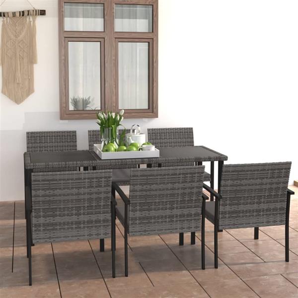 Grote foto vidaxl 7 delige tuinset poly rattan grijs tuin en terras tuinmeubelen