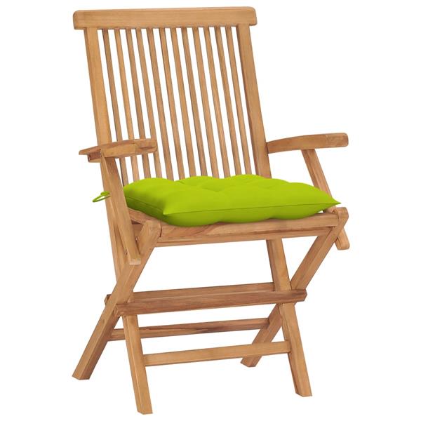 Grote foto vidaxl tuinstoelen 4 st met heldergroene kussens massief teakhout tuin en terras tuinmeubelen