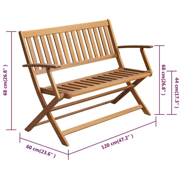 Grote foto vidaxl tuinbank met kussen 120 cm massief acaciahout tuin en terras tuinmeubelen